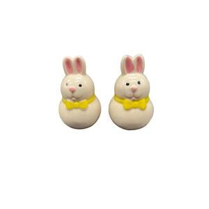 Adorable White Bunnies with Pink Ears Salt & Pepper Shakers